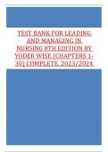 Test Bank For Leading and Managing in Nursing, 8th Edition by Patricia S. Yoder-Wise, Susan Sportsman Chapter 1-25