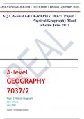 AQA A level GEOGRAPHY 7037/1 Paper 1  Physical Geography Mark  scheme June 2021