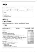 aqa A-level PHILOSOPHY Paper 2 The metaphysics of God and the metaphysics of mind (7172/2) MAY 2023 QUESTION PAPER