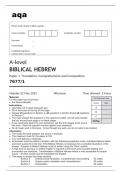 aqa A-level BIBLICAL HEBREW Paper 1 Translation, Comprehension and Composition (7677/1) May 2023 Question Paper.