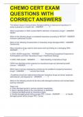 CHEMO CERT EXAM QUESTIONS WITH CORRECT ANSWERS