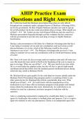 AHIP Practice Exam Questions and Right Answers