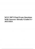 WGU D073 OA Final Questions with Answers Already Graded A+ | Updated 2023/2024, WGU D073 Final Exam Questions With Answers, WGU D073 Best Practices in Management: Projects, Staffing, Scheduling and Budgeting and WGU D073 Final Exam | Questions and Answers