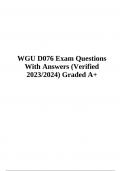 WGU D076 Exam Questions With Answers (Verified 2023/2024) Graded A+