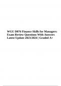 WGU D076 Finance Skills for Managers: Exam Review Questions With Answers Latest Update 2023/2024 | Graded A+