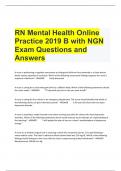 RN Mental Health Online Practice 2019 B with NGN Exam Questions and Answers