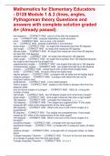 Mathematics for Elementary Educators - D128 Module 1 & 2 (lines, angles, Pythagorean theory Questions and answers with complete solution graded A+ (Already passed)