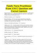 Family Nurse Practitioner Exam ANCC Questions and Correct Answers