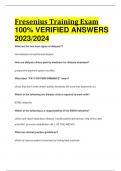 Fresenius Training Exam 100% VERIFIED ANSWERS  2023/2024