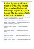 Pathophysiology Exam 1 Flash Cards 2019 NR283 Chamberlain College of Nursing Chapter 1, 2, 5, 6, 7, and 20v Questions With All Correct Answers