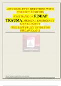 A Complete Guide on FISDAP Trauma Questions and Answers, EMERGENCY SERVICES TESTBANK 119 QUESTIONS; Ace your Exam