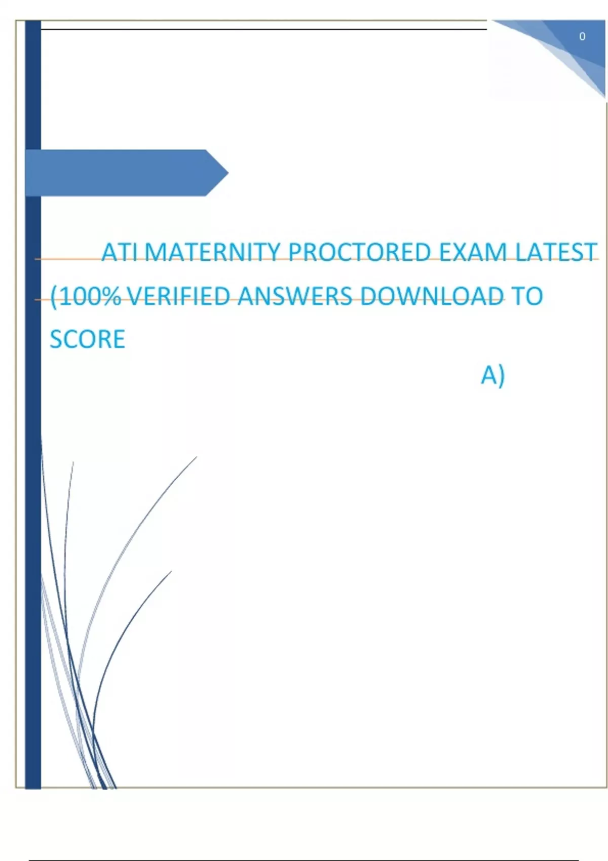 ATI Maternity Proctored Exam (100 Verified Answers Download to Score A