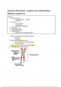 Genetic information, variation and relationships between organisms Condensed Notes