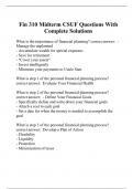 Fin 310 Midterm CSUF Questions With Complete Solutions