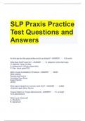 SLP Praxis Practice Test Questions and Answers