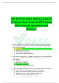  ATI RN Proctored Nursing Care of Children Exam Form B 2019 Exam With Correct Questions and Answers