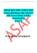 WALDEN UNIVERSITY NRNP 6635 FINAL EXAM WEEK 11 2022 100 Questions and Answers All Correct Exam