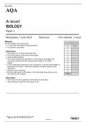 AQA  A-level BIOLOGY FINAL EXAM Paper 1 BEST APPOVED FINAL JUNE 2023