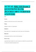 ACTUAL NSG 310 Exam 2 QUESTIONS BANK  2023/2024 100%VERIFIED  ANSWERS