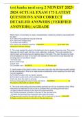 test banks med surg 2 NEWEST 2023-2024 ACTUAL EXAM 173 LATEST QUESTIONS AND CORRECT DETAILED ANSWERS (VERIFIED ANSWERS) |AGRADE