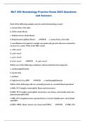 MLT 250 Hematology Practice Exam 2023 Questions and Answers