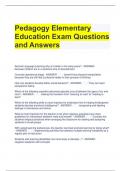 Pedagogy Elementary Education Exam Questions and Answers