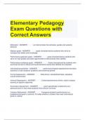 Elementary Pedagogy Exam Questions with Correct Answers