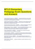 Bundle For Elementary Pedagogy Exam Questions with Answers