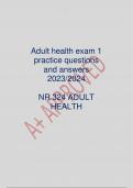 NR 324 ADULT HEALTH exam 1 practice questions and answers 2023/2024