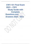 CWV 101 Final Exam  2023 /CWV Study Guide with  Complete Questions and  Answers 2023 - GCU