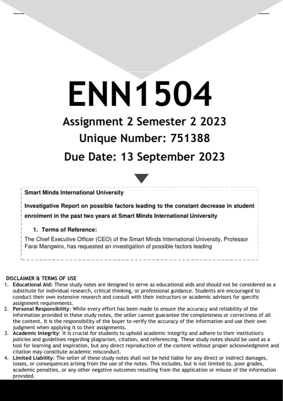 ENN1504 Assignment 2 (ANSWERS) Semester 2 2023 DISTINCTION GUARANTEED