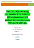 BIOD 171 Microbiology  Lab Notebook for Labs 1-9  (All sections covered)  (Latest) Portage Learning 2023/2024 VERSION