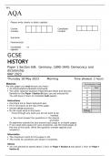 AQA GCSE HISTORY Paper 1  MAY 2023 FINAL QUESTION PAPER Section A/B: Germany, 1890–1945: Democracy and dictatorship 