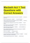 Macbeth Act 1 Test Questions with Correct Answers