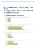 ATI COMPEHENSIVE EXIT RETAKE EXAM 2019/ 180 QUESTIONS WITH 100% CORRECT ANSWERS/ A+ GRADE   Comprehensive predictor retake 2019