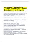 PAIN MANAGEMENT Exam Questions and Answers