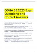 OSHA 30 2023 Exam Questions and Correct Answers