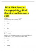 MSN 570 Advanced Pathophysiology Final Questions with Answers 2023