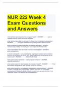 NUR 222 Week 4 Exam Questions and Answers 