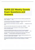 NURS 222 Weekly Quests Exam Questions and Answers