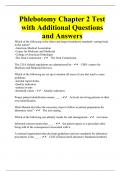 Phlebotomy Chapter 2 Test with Additional Questions and Answers