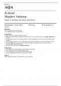 AQA A level Modern Hebrew Paper 2 JUNE 2023 QUESTION PAPER: Writing (Set texts and films)