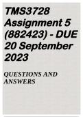 TMS3728 Assignment 5 2023 (882423) - DUE 20 September 2023