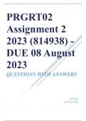 PRGRT02 Assignment 2 2023 (814938) - DUE 08 August 2023