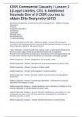 CISR Commercial Casualty I Lesson 2 L(Legal Liability, CGL & Additional Insureds One of 9 CISR courses to obtain Elite Designation)Q&A2023