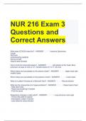 NUR 216 Exam 3 Questions and Correct Answers