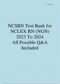 NCSBN Test Bank for NCLEX RN 2023/2024 All Possible Q&A Included