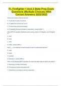 FL Firefighter 1 And 2 State Prep Exam Questions (Multiple Choices) With Correct Answers 2022/2023