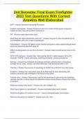 2nd Semester Final Exam Firefighter 2023 Test Questions With Correct Answers Well Elaborated