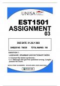 EST1501 ASSIGNMENT 03 DUE DATE 31JULY 2023